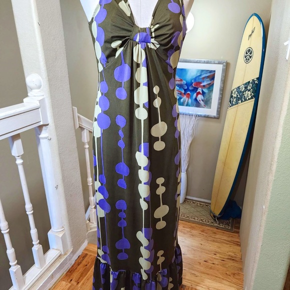 Vintage 60s-70s Retro Mod Bohemian Muumuu Sleeveless Kaftan Maxi Dress - Picture 1 of 8